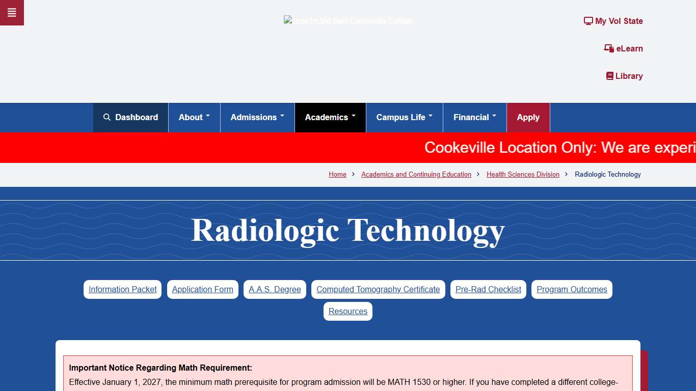 Radiologic Technology | Vol State