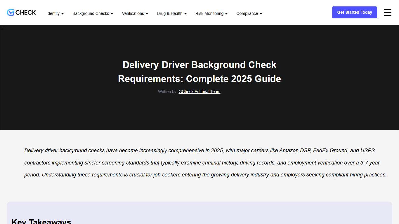 Delivery Driver Background Check and Hiring Standards